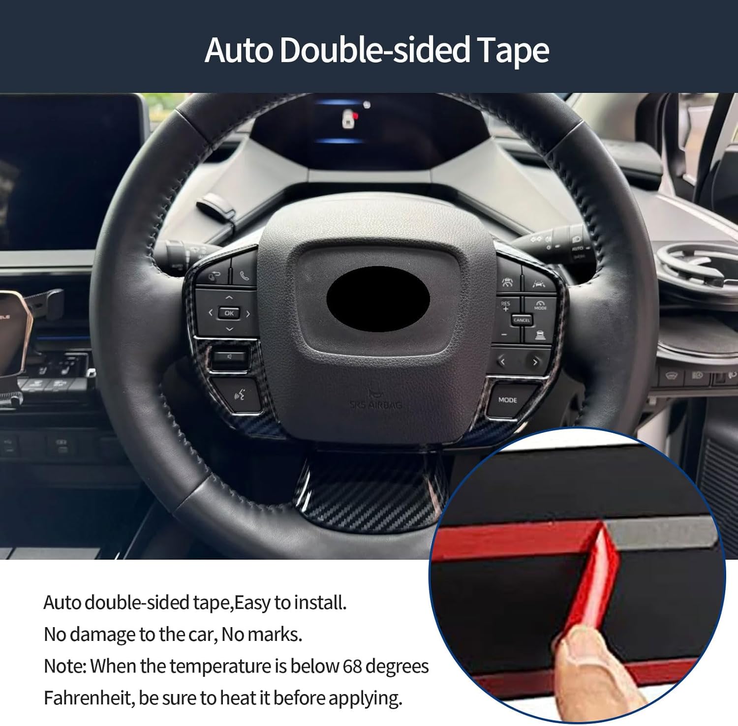 Interior Button Cover Trim Strips Compatible with Toyota Prius 2023 2024 2025 2026 Car Accessories ABS 1PCS(Carbon Fiber Style)