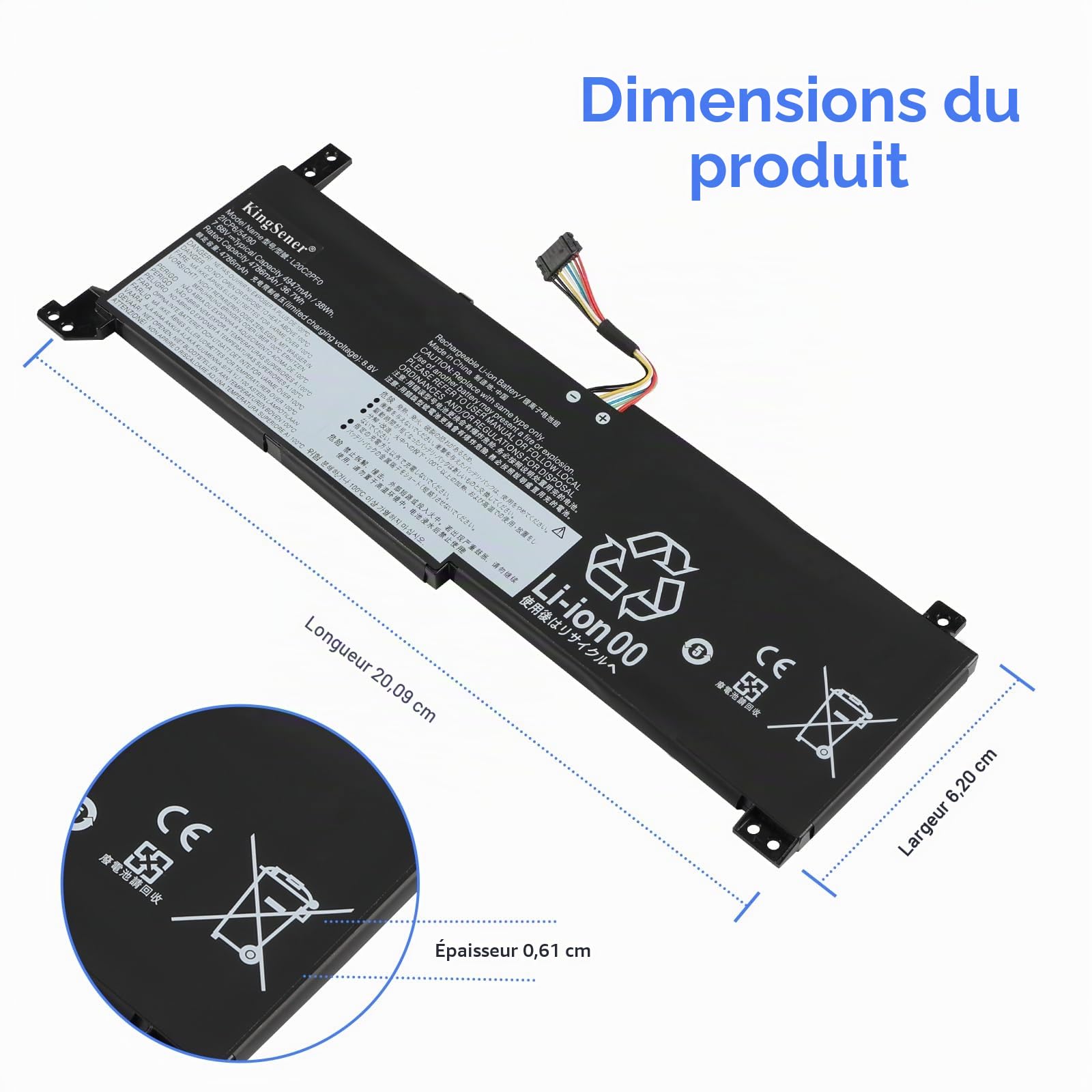 L20C2PF0 Batterie pour IdeaPad 3-14ITL6 3-15ITL6 3-17ITL6 38Wh