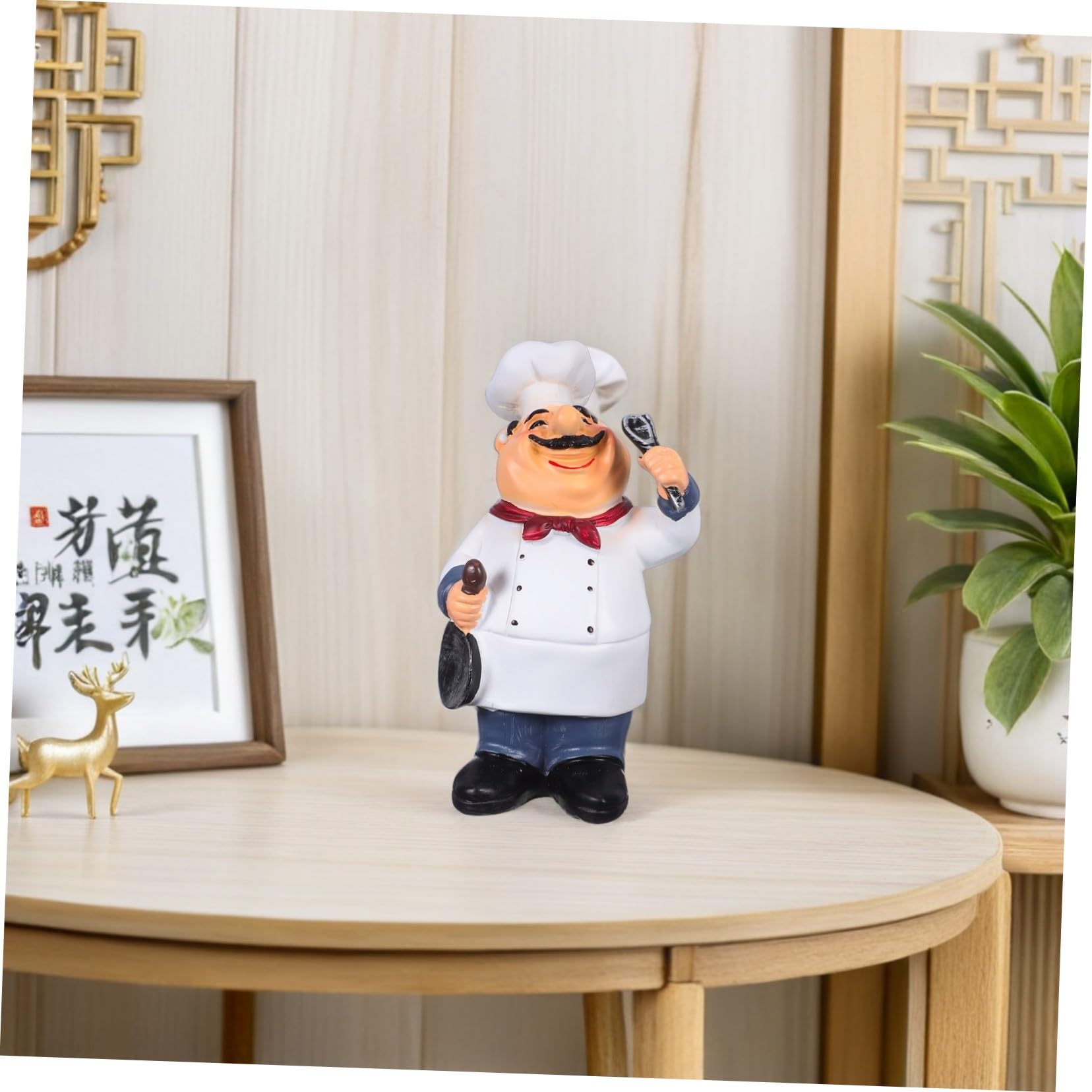 STOBAZA Statua Chef in Resina Stile Europeo per Decorazione Tavolo