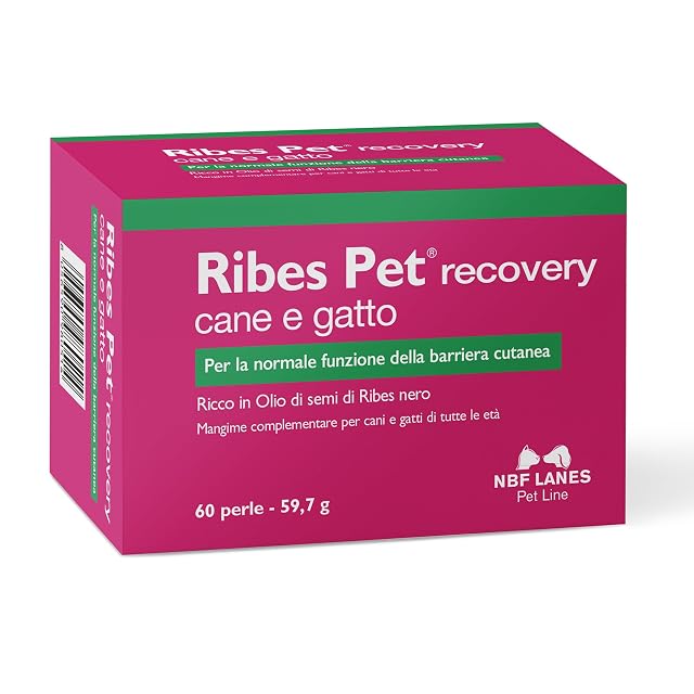 NBF Lanes - Ribes Pet Recovery Perro y Gato, 60 Perlas Apetibles, para la Función Normal de la Barrera Cutánea