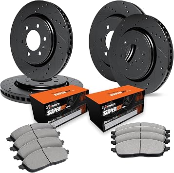 R1 Concepts Front and Rear Brake Kit Fits 2009 Ford F-150 6 Lug Wheels| Optimum Oep Brake Pads and Drilled Slotted Brake Rotors| 13.0" Front & 13.7" Rear