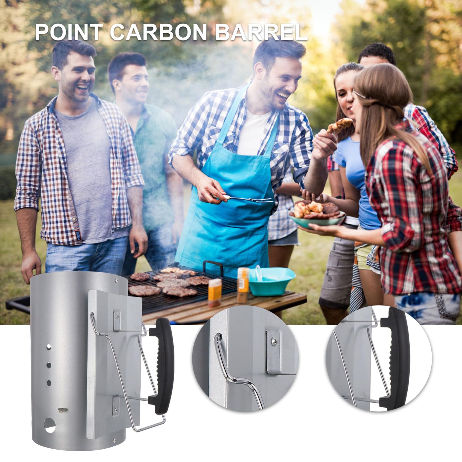 Barile Accendi Carbone in Galvanizzato Fori di Ventilazione Ampi per Barbecue Esterno, per Creare Un'atmosfera Estiva Accensione Rapida e Pratica