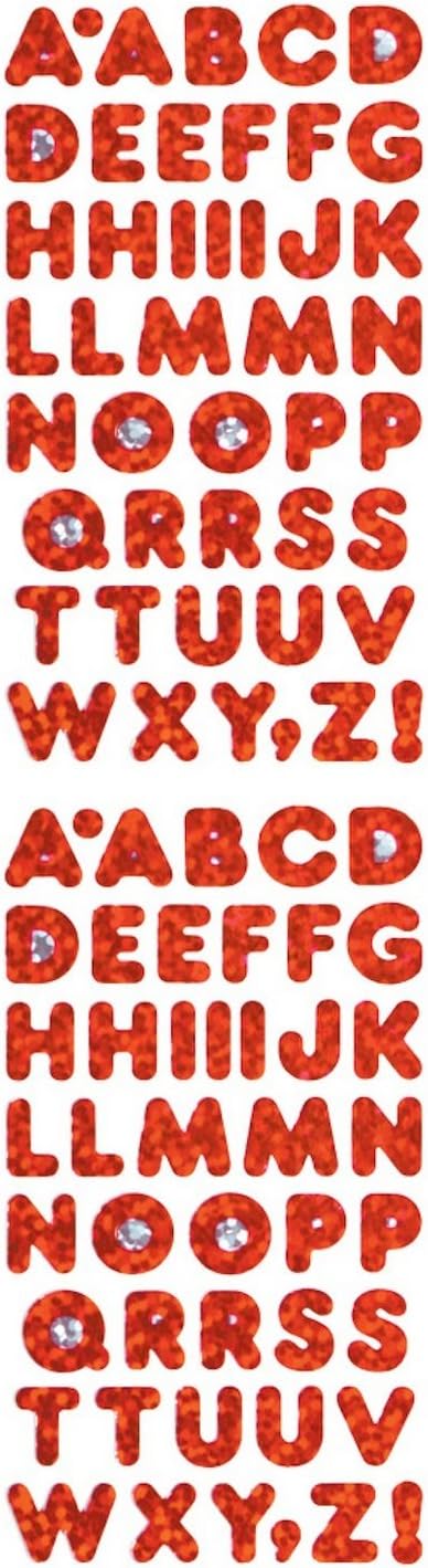 Jillson Roberts Prismatic Stickers, Red Alphabets, 12-Sheet Count (S7273)