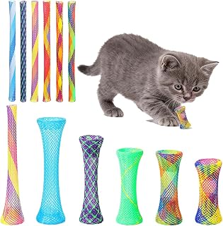 Tsangbaby 60 Pcs Random Cat Spring Kitten Tubes Interactive Chinese Finger Trap Plastic Coil for Pet Hunt Scarch Tubes for Indoor Cats