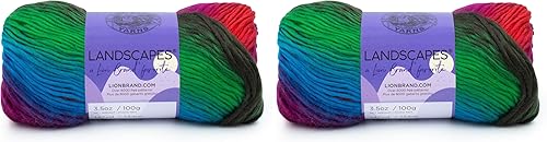 Lion Brand Yarn Landscapes - Hilo multicolor para tejer, hilo de ganchillo, huerto de manzanas, 441 pies (paquete de 2)