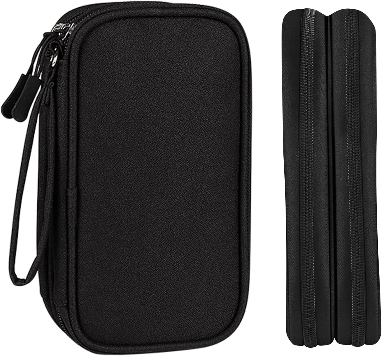 HCFGS Travel Cable Organizer,Electronics Organizer Case Portable Travel Pouch Waterproof Double Layers All-in-One Storage Bag for Cable,Cord,Charger,Phone-Black