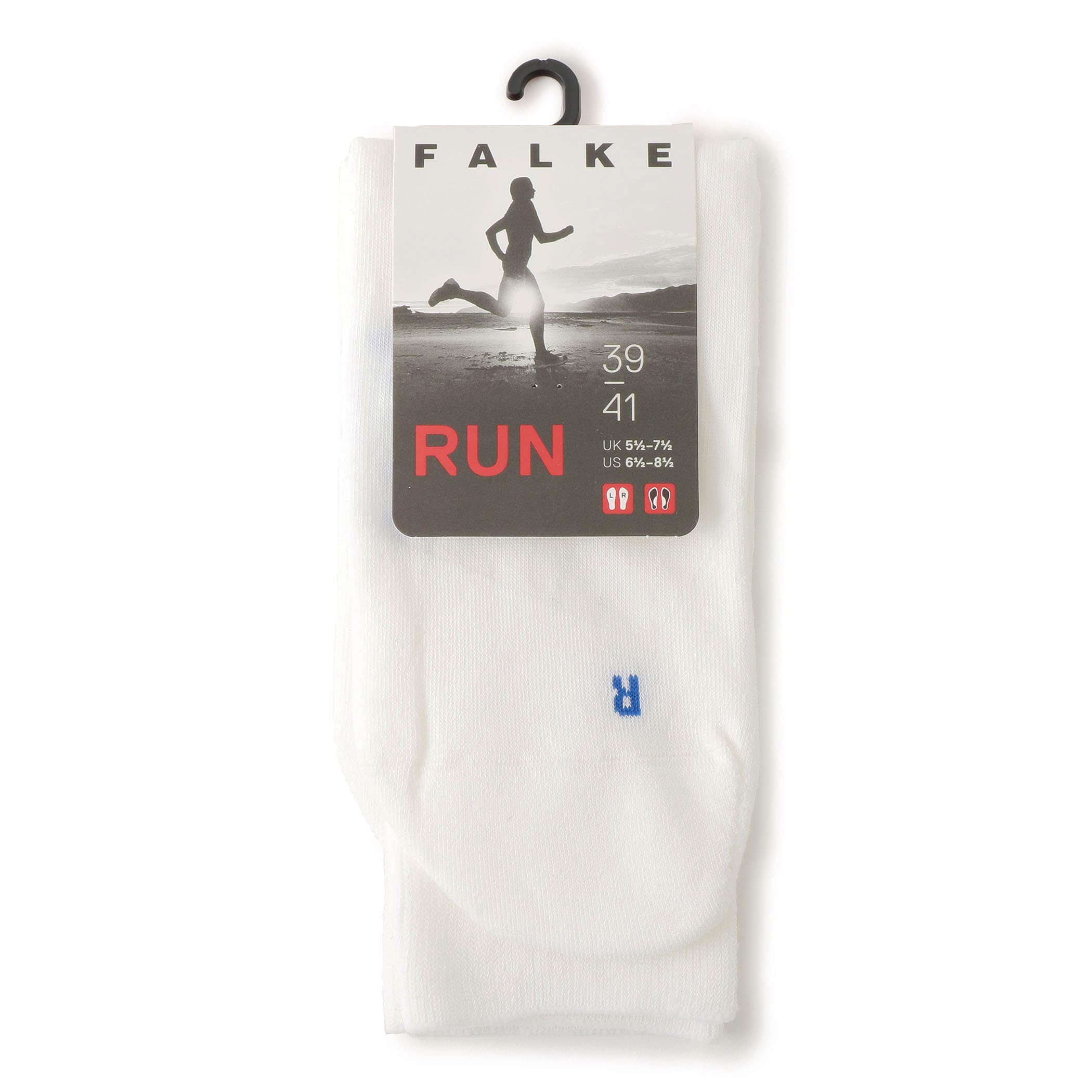 Falke 16605 RUN - Calcetines de algodón para hombre, mujer, informales, deportes, al aire libre, regalo, colorido, primavera, verano, otoño e invierno, 2000 blanco, 24.5-25.5 cm