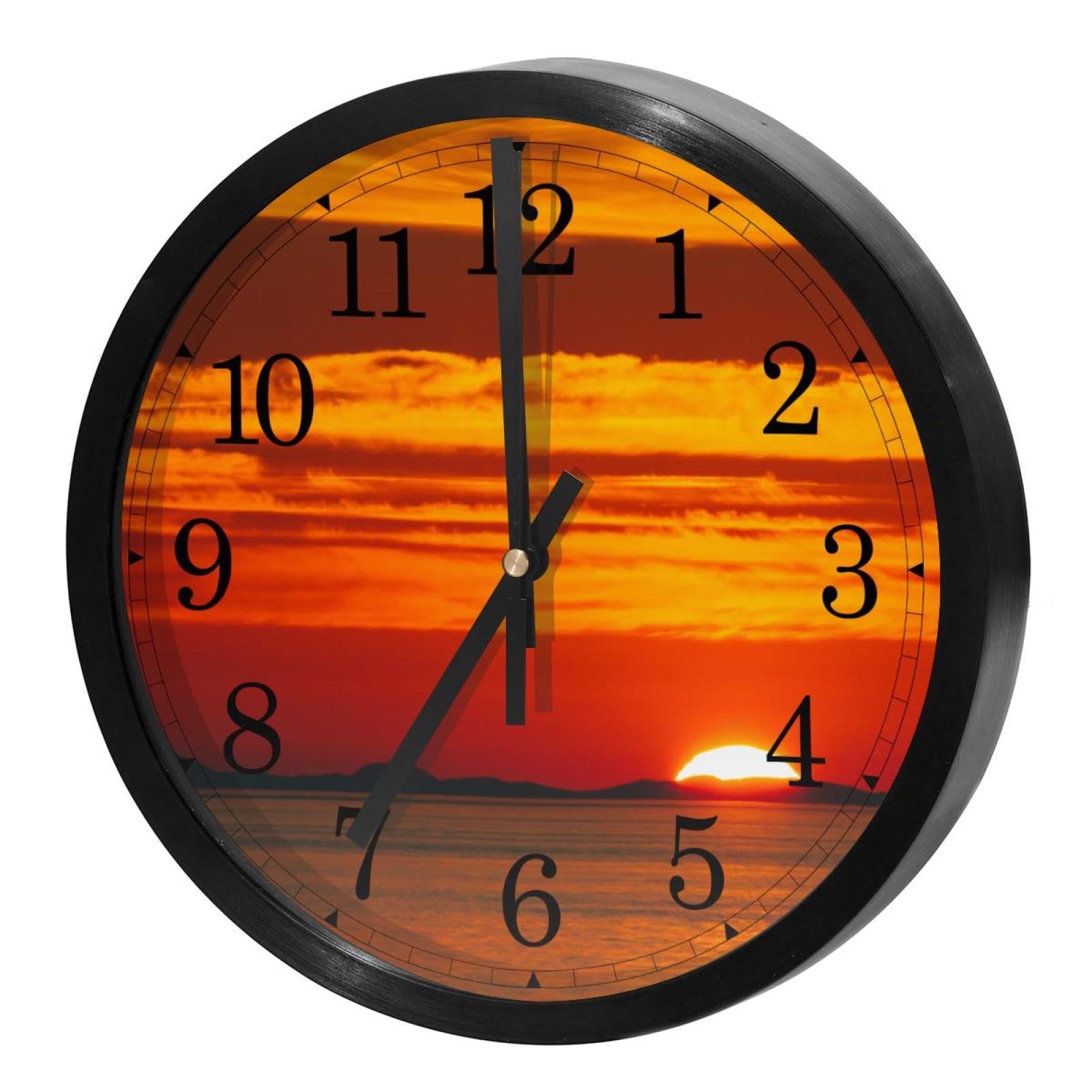 VAPOKF Wall Clock Silent Non Ticking Quartz Battery Operated Round Wall Clocks Home/Kitchen/Office/School Clock, Sunset Orange