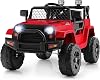 HONEY JOY Ride On Truck, 12V Battery Powered Vehicle Ride On Car with Remote Control, Spring Suspension, Headlights, Music, Mesh Windshield, Electric Cars for Kids, Gift for Boys Girls 3Red