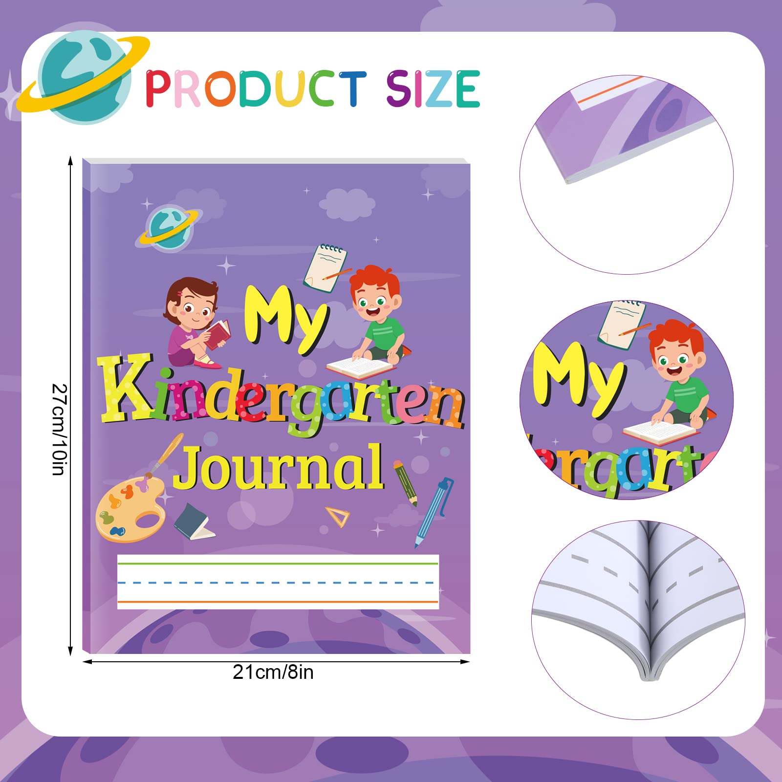 Teling Diario primario per bambini scuola materna composizione primaria quaderno per bambini quaderni di carta per i gradi K-2, 25,4 x 20,3 cm, 64 pagine per ogni pezzo (48 pezzi)