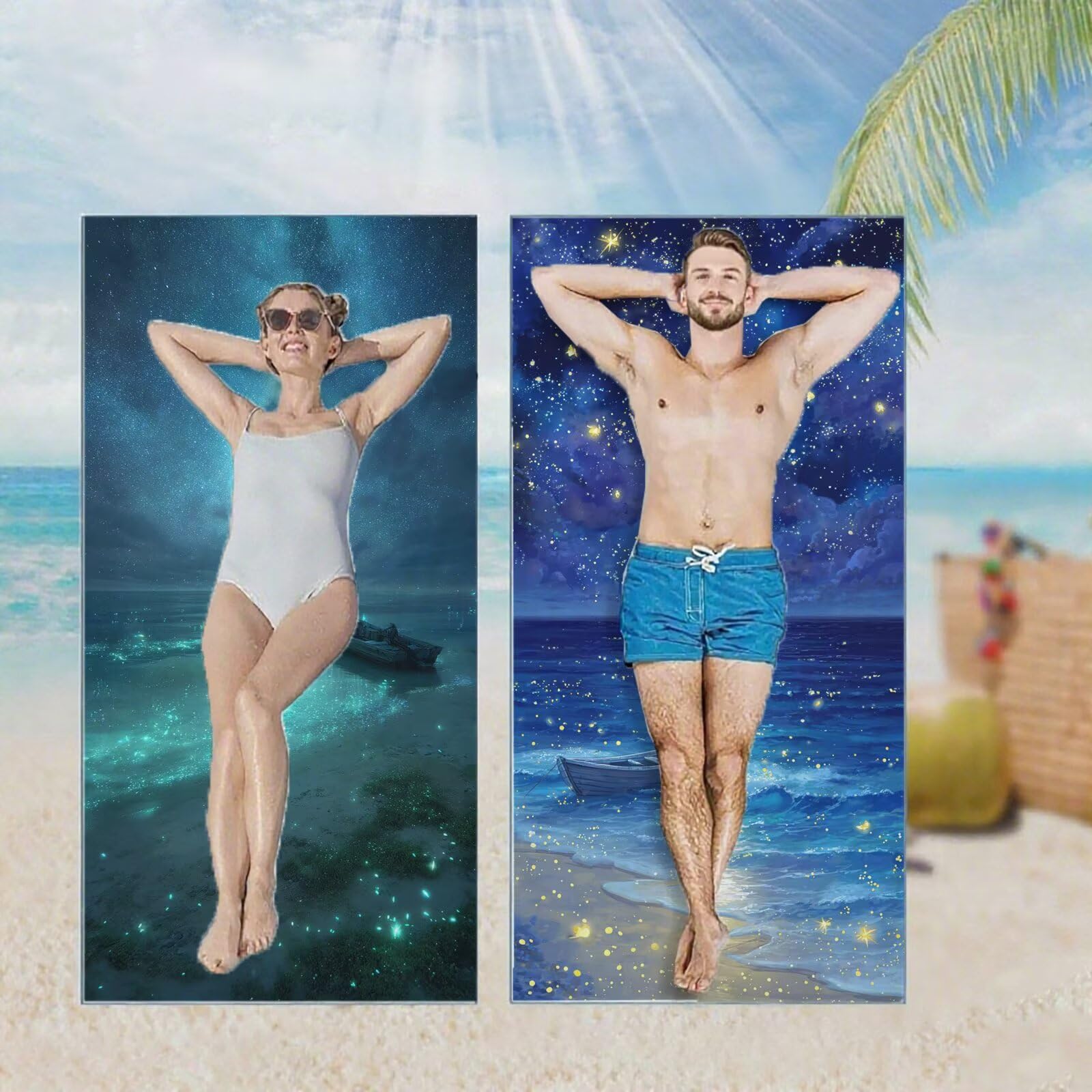 Ręcznik plażowy, ręczniki plażowe z mikrofibry, szybkoschnące lekkie ręczniki podróżne bez piasku, duży ręcznik kąpielowy dla dorosłych 100 x 220 cm, do pływania, basenu, jogi, siłowni, podróży, plaż