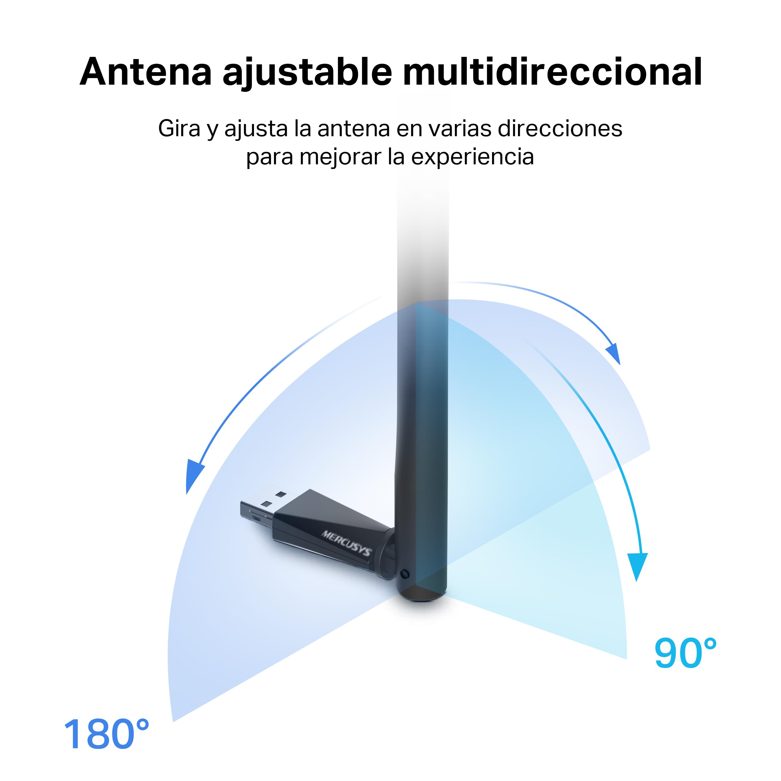 Mercusys MA30H - AC1300 Adaptador Wi-Fi Dual Band 5GHz/2.4GHz con Antena, para PC Desktop Laptop Tablet, Soporta Windows Compatible Windows 11/10 — view 3