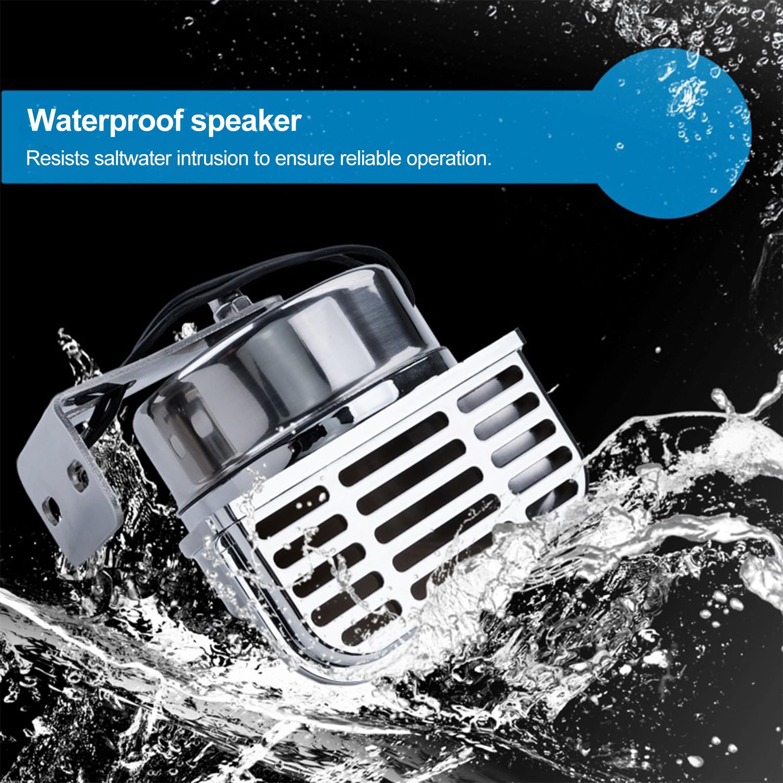 Bocina de barco de acero inoxidable de 12 V con soporte de base, bocinas eléctricas de caracol marino, impermeables, súper ruidosas, para lanchas rápidas, veleros, yates, coche (tono alto)
