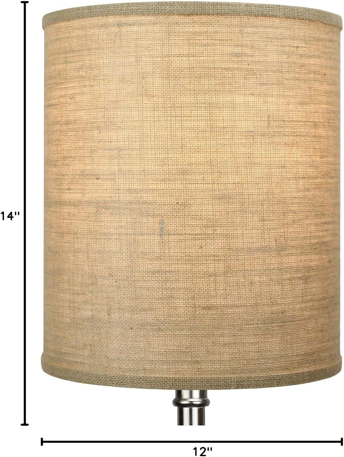 FenchelShades.com 12" Top Diameter x 12" Bottom Diameter 14" Height Cylinder Drum Lampshade USA Made (Burlap Natural)