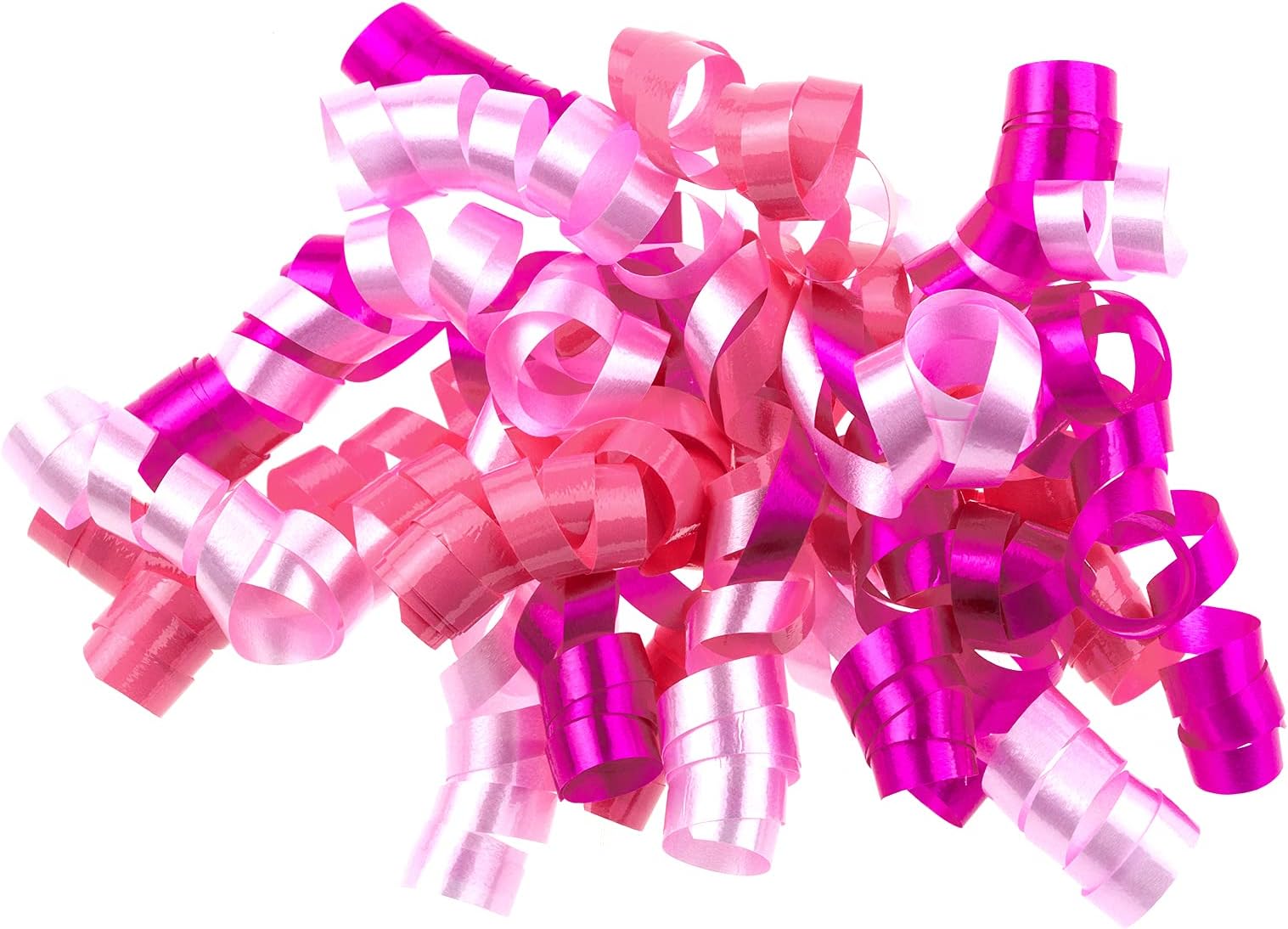 WRAPAHOLIC 12-Count Self-Adhesive Curly Bows Gift Wrap Accessory - Fushcia/Pink Mixed Color Combinations, Perfect for Christmas, Birthday, Holiday, Party Favors Decorations
