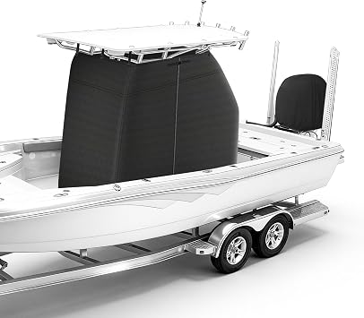 T-Top Boat Center Console Cover with Motor Cover, 1200D Heavy Duty Waterproof 83" L x 55" W x 72" H Marine Grade Tear-Resistant T-Top Console Cover Fit for Center Console and Helm