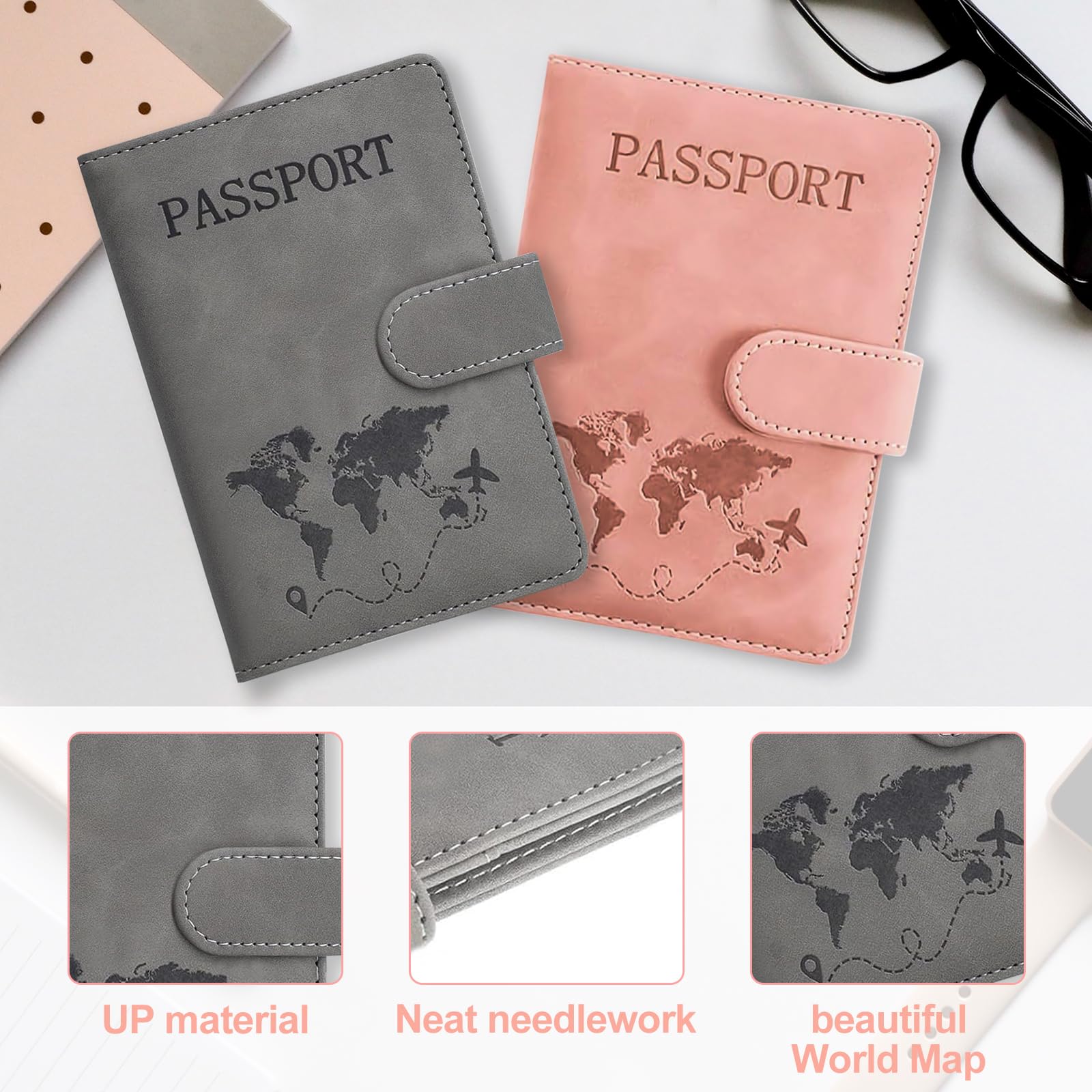 2 Pezzi Porta Passaporto, Porta Passaporto da Viaggio con Etichette per Bagagli Custodia Passaporto Passaporto Personalizzato per Passaporti, Carte di Credito, Documenti di Viaggio