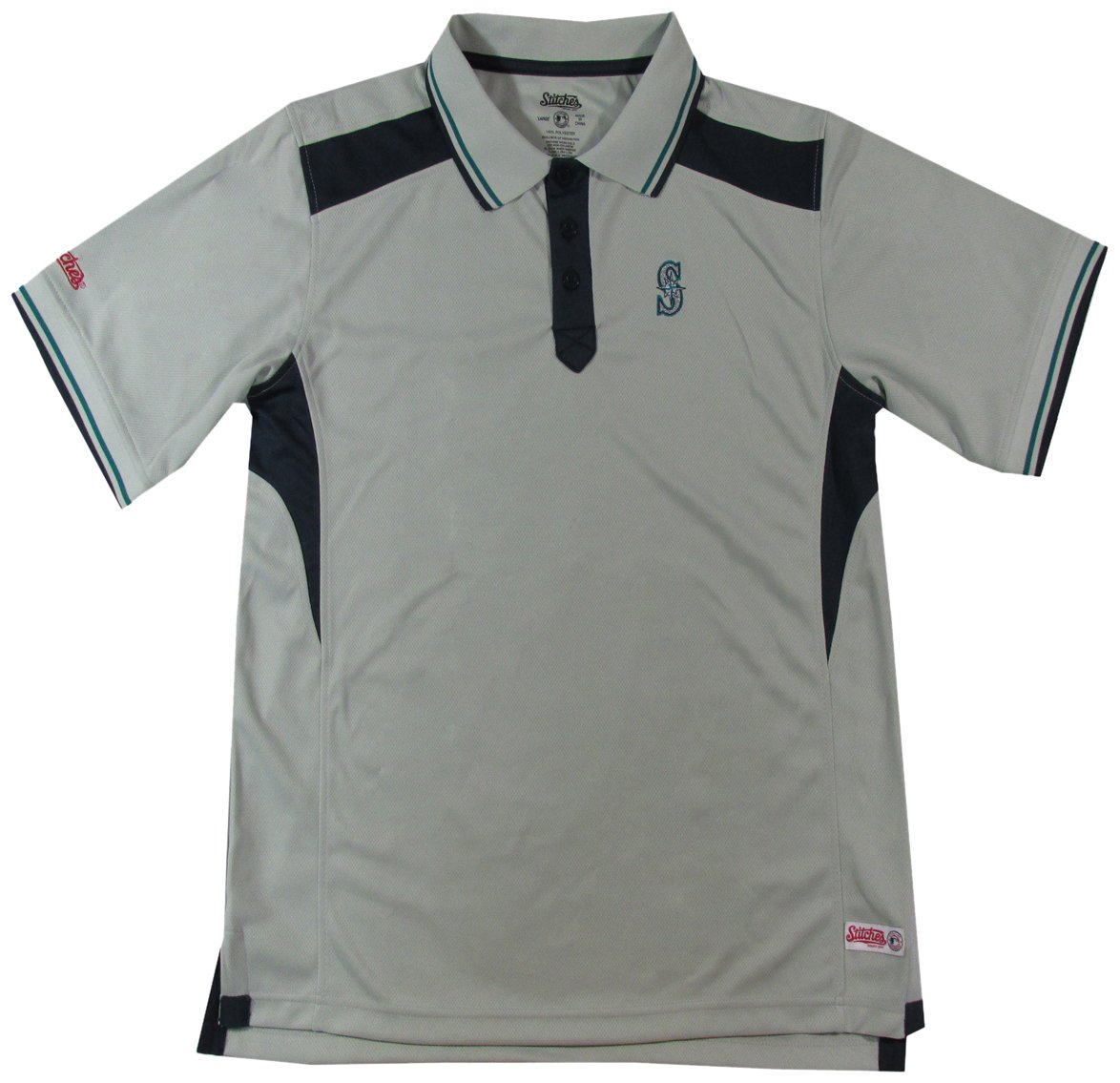 MLB Seattle Mariners Adult Fine Gauge Mesh Polo, Light Grey, Medium