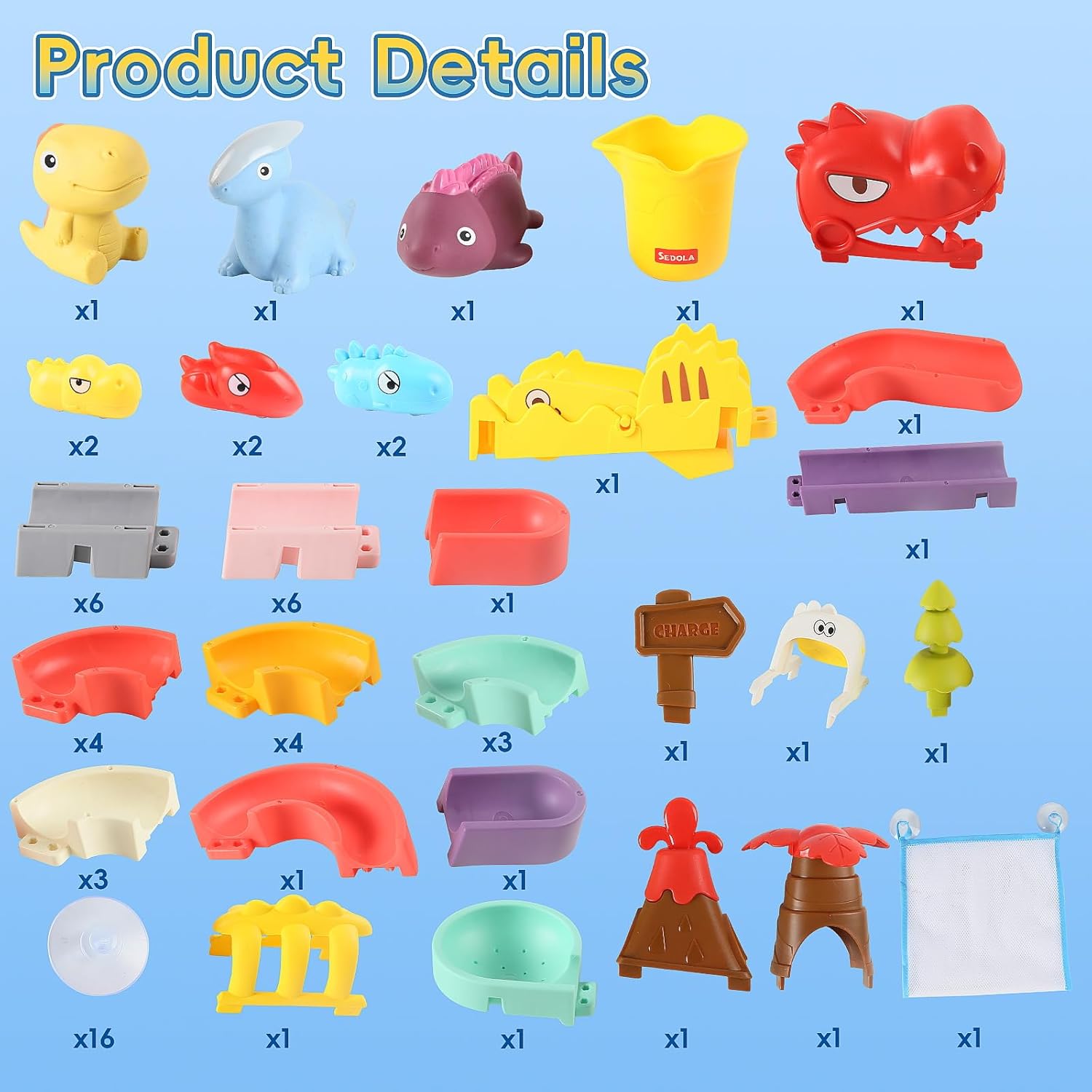 72 PCs Dinosaur Bath Toys DIY Water Slides Toy for Kids Ages 4-8, Bathtub Shower Toys with Rubber Dino Bath Toys for Kids Birthday Gifts
