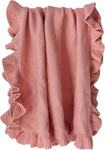 Miniatura 5 de Manta de punto con borde de volantes para bebé, manta para cuna, no fluorescente, manta de fotos para recién nacidos, manta de bebé, colcha unisex a