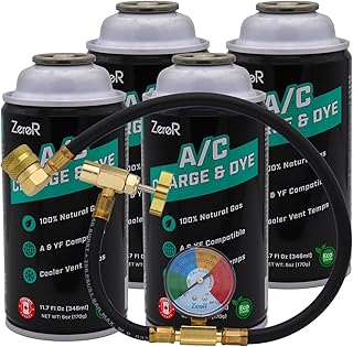 ZeroR AC Refrigerant Recharge Kit | R134a Replacement | Hydrocarbon Gas | Tool for Cans with SSV (4)