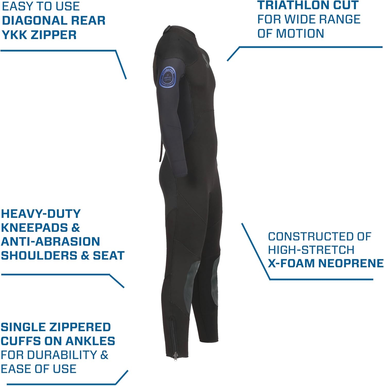 SCUBAPRO Oneflex Steamer Men’s Diving Wetsuit, 5mm, Back Zip, X-Foam Neoprene, XL