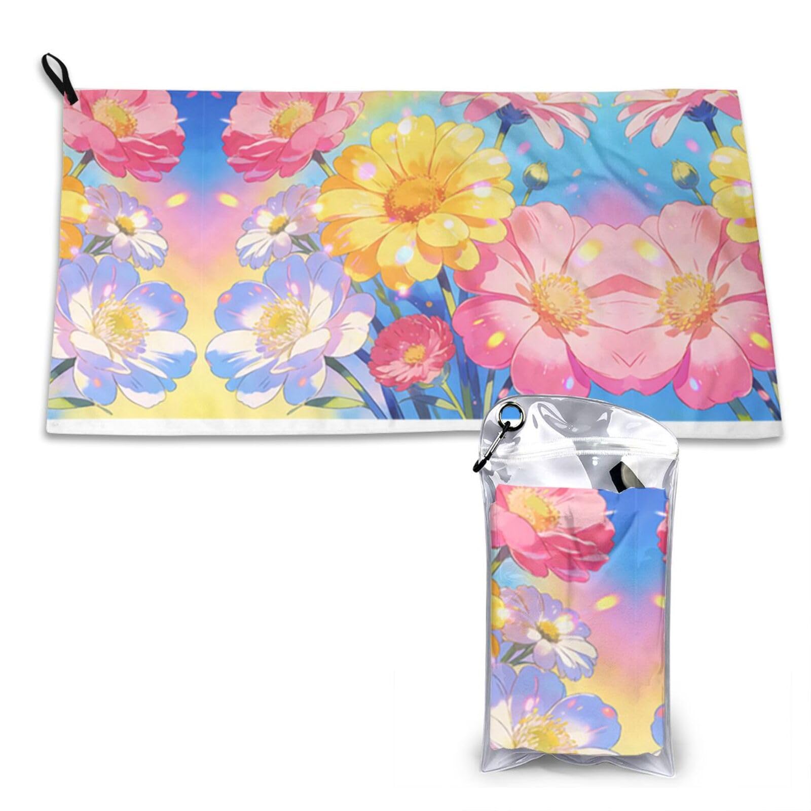 DUYKIMQW Rainbow Daisy Dream Print Quick Dry Towel 16x31.5in White