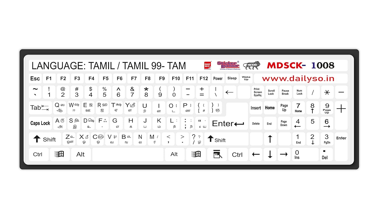 DailySo Tamil/Tamil 99 Keyboard Sticker Big Size Pack of 2 for Computer