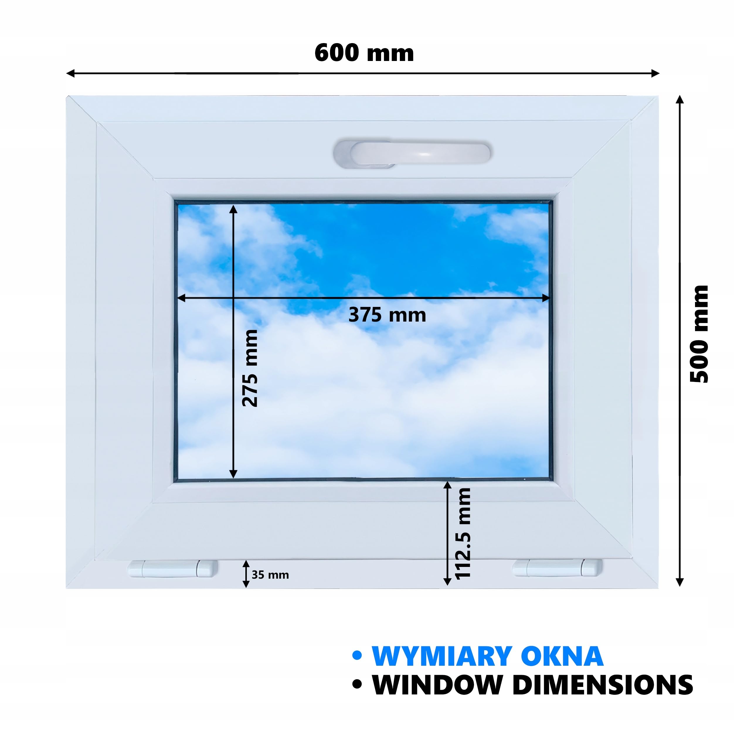 LORAC Ventana de plástico blanca 600 x 500 mm, 60 x 50 cm, inclinable, ventana estándar con doble acristalamiento, ahorro de energía, ventana de sótano con certificado CE, ideal para salas de estar y