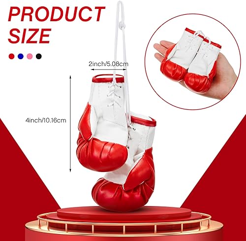 Miniatura 2 de 4 pares de mini guantes de boxeo en miniatura, llavero de guante de boxeo para espejo de coche, hogar, accesorios de decoración colgantes