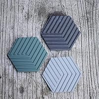 Vista 2 de NICOLE Molde de silicona para hormigón Molde de posavasos hexagonal para fundición con cemento y arcilla polimérica