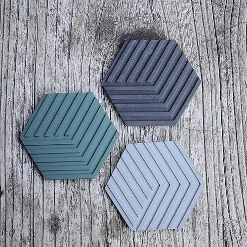 Miniatura 5 de NICOLE Molde de silicona para hormigón Molde de posavasos hexagonal para fundición con cemento y arcilla polimérica