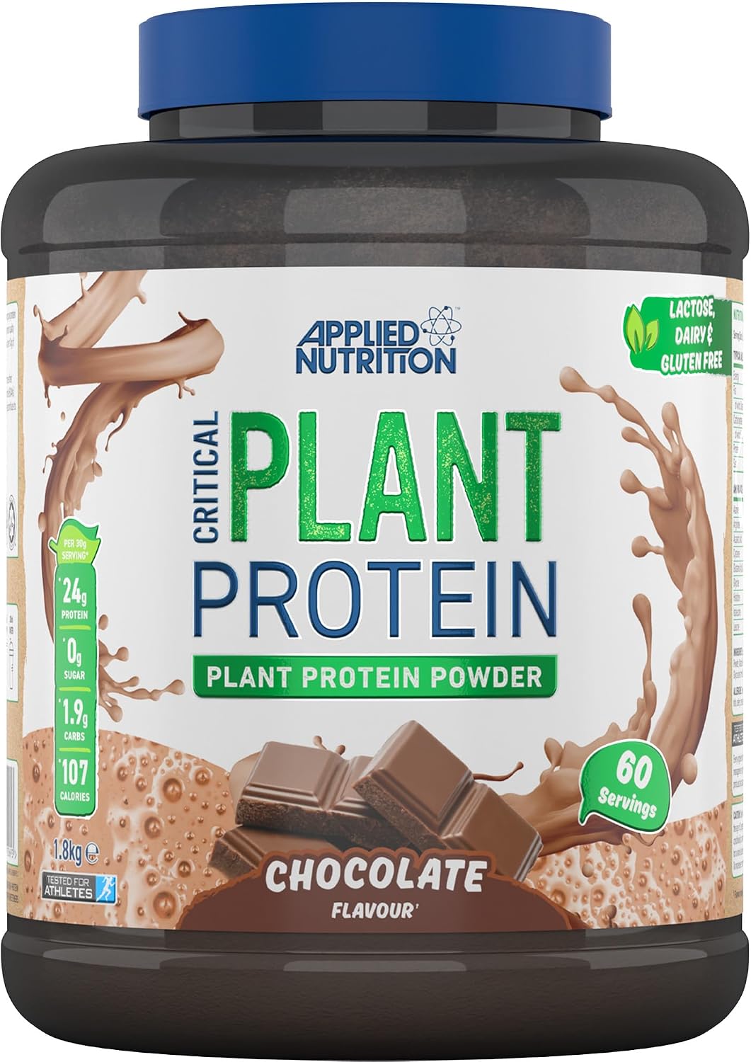 Applied Nutrition Critical Plant Vegan Protein Powder with Soy Peas and Rice Proteins & Essential Amino Acids 1.8 kg Chocolate Protein Shake