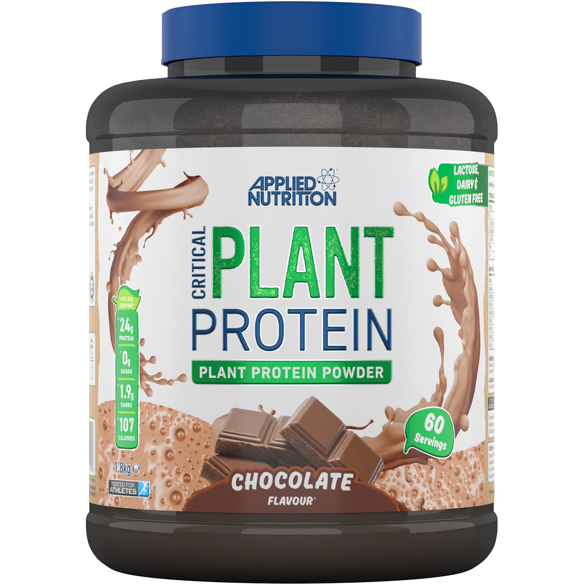 Applied Nutrition Critical Plant - Veganes Proteinpulver mit Soja, Erbsen und Reisproteinen & Essenziellen Aminosäuren (1.8kg) Chocolate Protein Shake