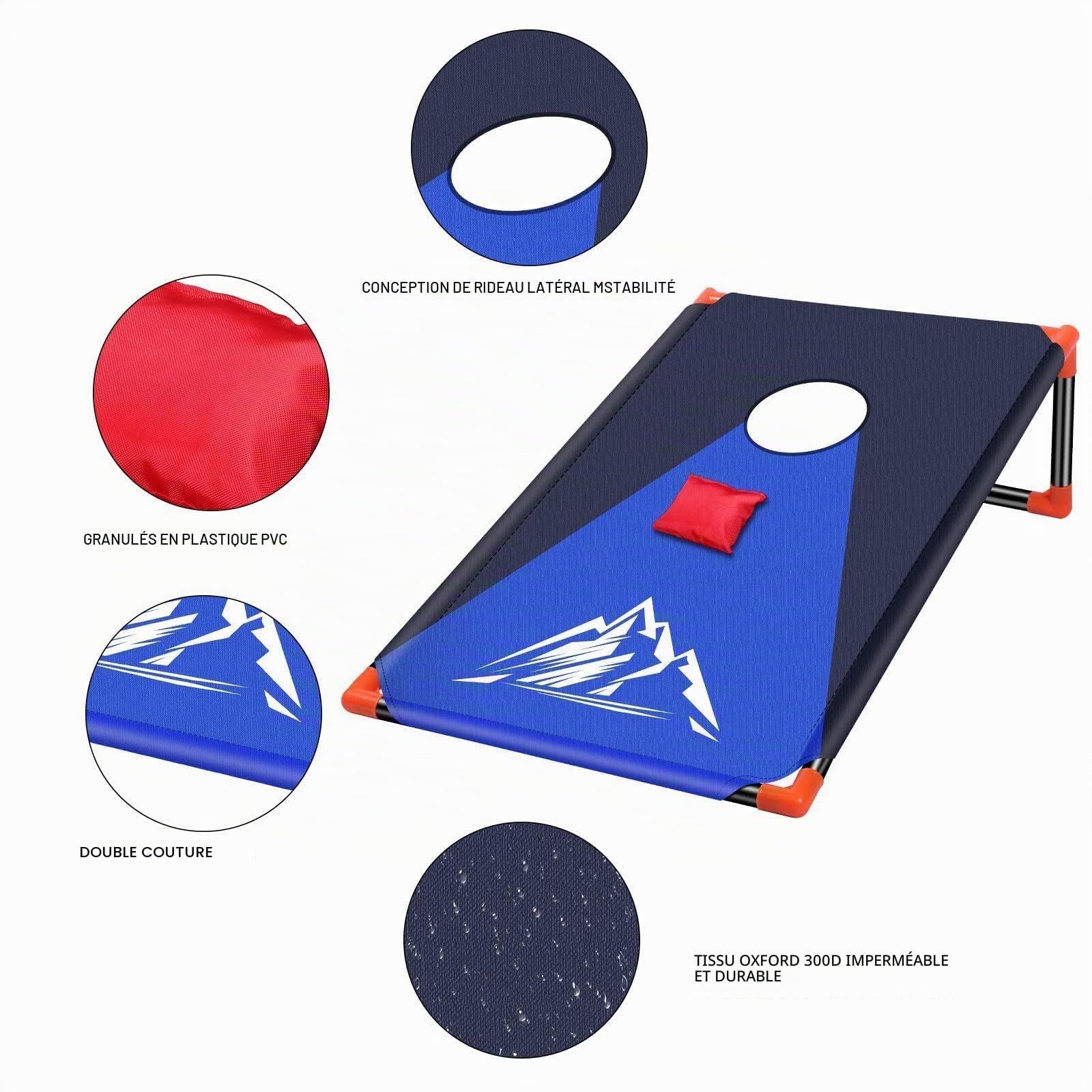 Sac Cornhole Jeux Exterieur, Portable Corn Hole Jeux pour l'extérieur avec Cadre en PVC, 8 Sacs de Haricots et Sac de Transport pour Les Le Jardin, la pelouse, Les Jeux de Plage, Le Camping