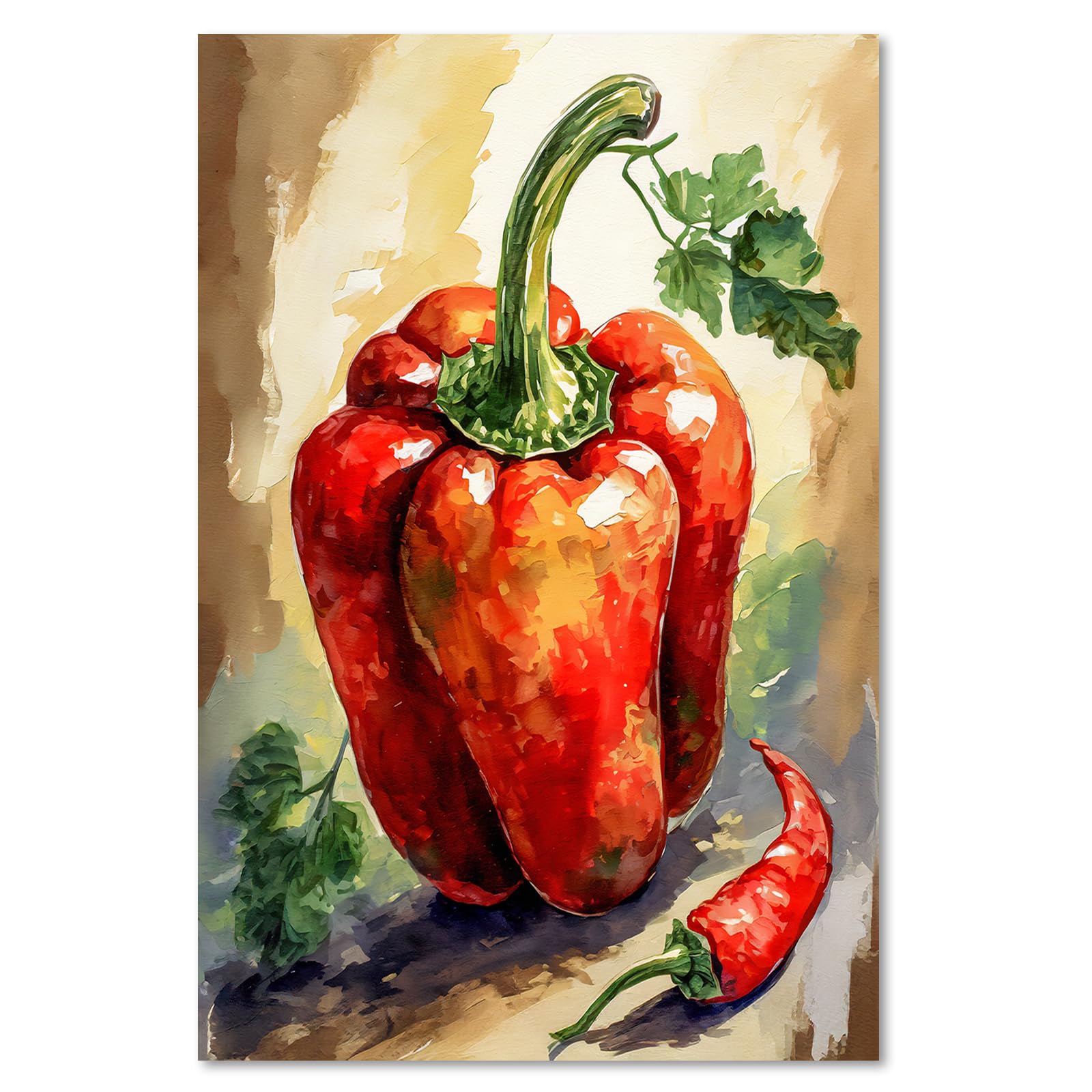 Feeby - Tableaux - Deco Tableau Murale - Poivron rouge Nourriture - 60x90 1partie - Pour la Chambre et le Salon - Pour Chaque Pièce de Votre Appartement - Toiles pour le bureau