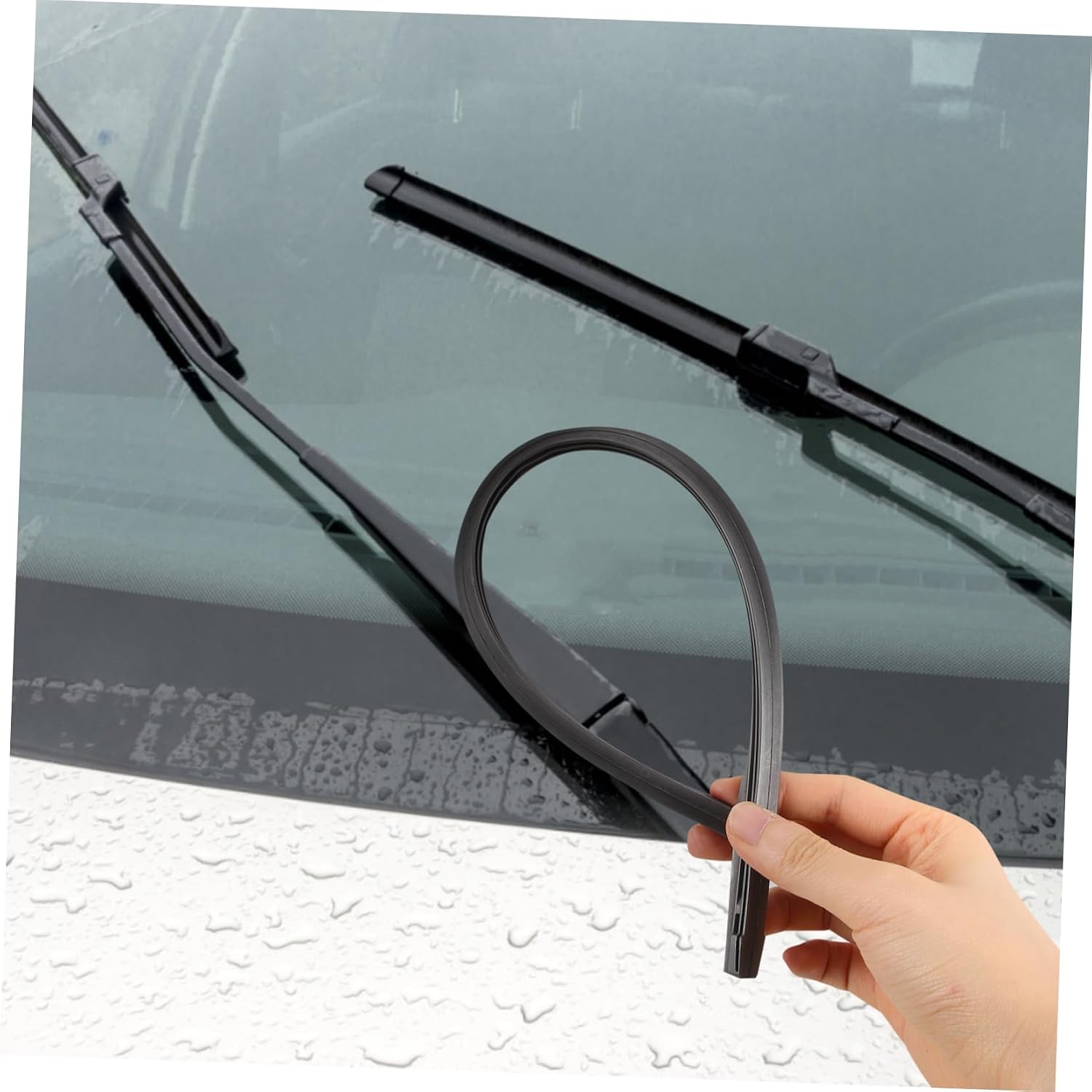 Unomor Wiper Strip Automotive Rain Windscreen Car Wiper Front Squeegee Refill Wipers Cleaning Front Wiper Strips Fit for Windshield Wiper Attachment Black Rubber
