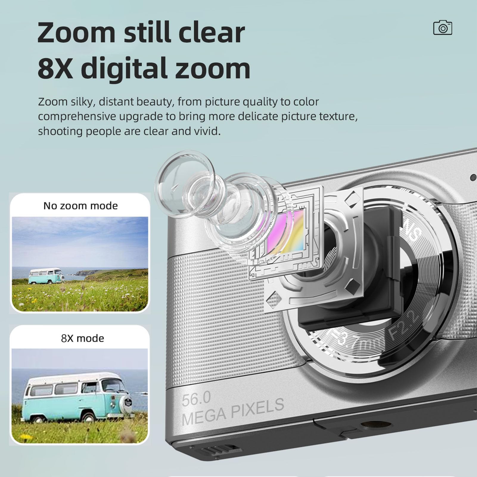 Appareil Photo Numérique Enfants Rechargeable 50MP Zoom 8x - Écran 2.4" Avec Carte 32Go