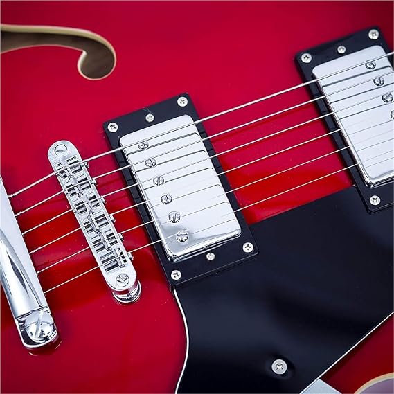 Electric Guitar Starter Kit Full Scale Electric Guitar Semi Hollow Body With Stainless Steel Frets(Red)