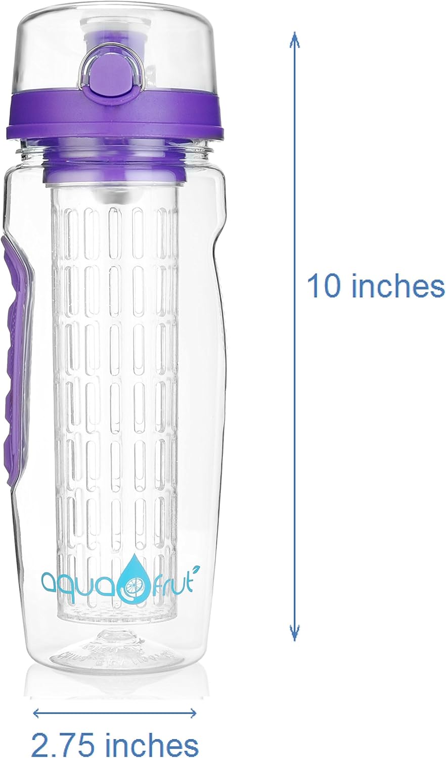 AquaFrut 32 OZ Fruit Infuser Water Bottle BPA-Free Fruit Infusion Sports Bottle - Flip Top Lid w Drinking Spout, Leak Proof, Made of Durable Tritan. Free Recipe eBook! (Purple) - Image 8