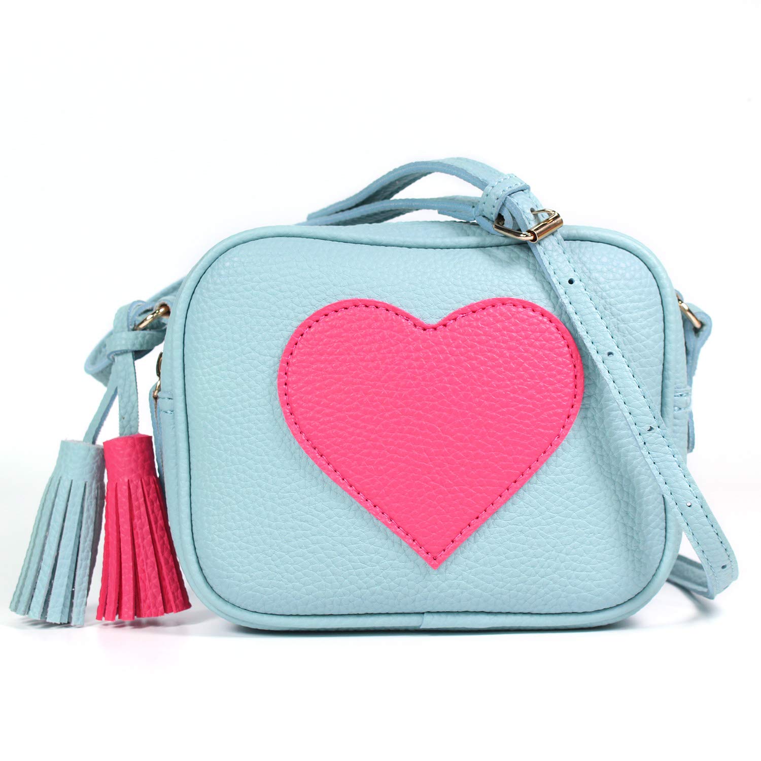 Lightweight Small Crossbody Purse Bag Leather with Tassel for Girls Women with Adjustable Straps Design in Italy Sky