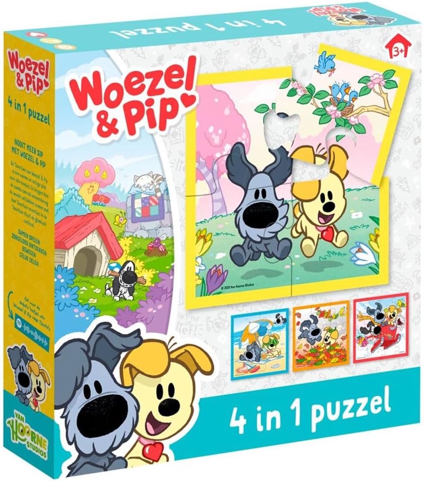 Puzzle Woezel & Pip 4 in 1 Educational Toy Children's Puzzle Cardboard