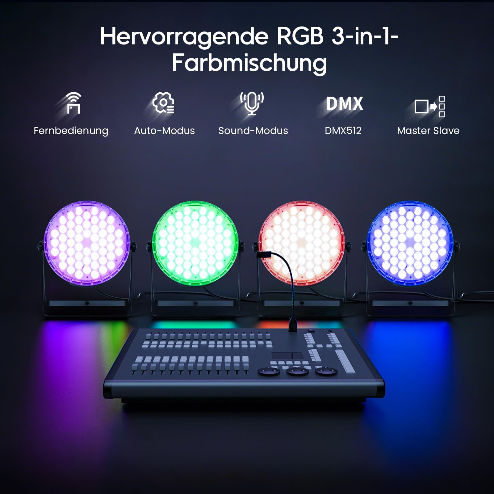BETOPPER Bühnenbeleuchtung 54x3W Par-Scheinwerfer DJ 3-in-1 RGB LED 2P | Disco Beleuchtungskörper mit überragender Helligkeit, Stroboskoplicht Wash-DMX-Licht für Partys, Konzerte, Kirchen, Bar