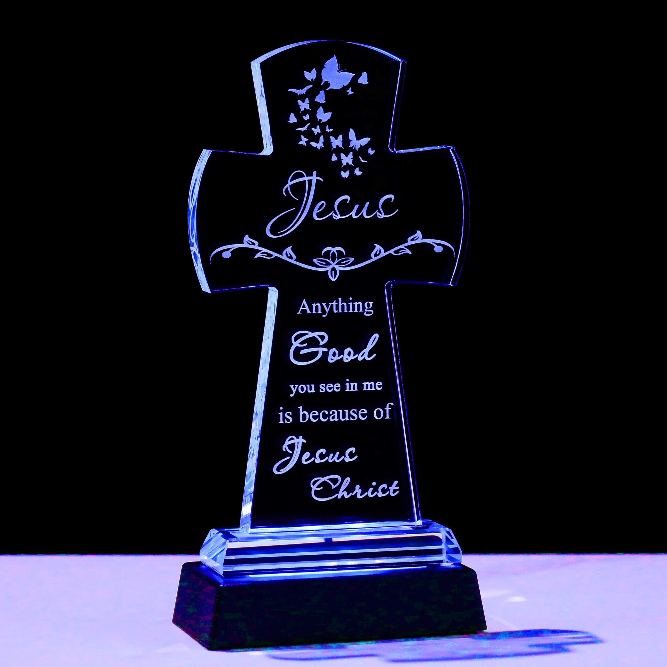 Qianwei Crystal Cross Jesus Inspirational Gifts Religious Catholic Baptism Communion Confirmation Gifts for Women Sister