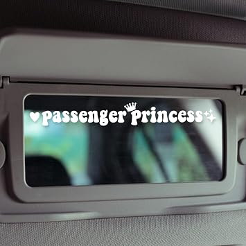 Funny Car Stickers Decal Passenger Princess Sticker for Rearview Mirror Window JDM Truck Car Accessories Vinyl Letter Decals for Men Women Girls Cute Queen White