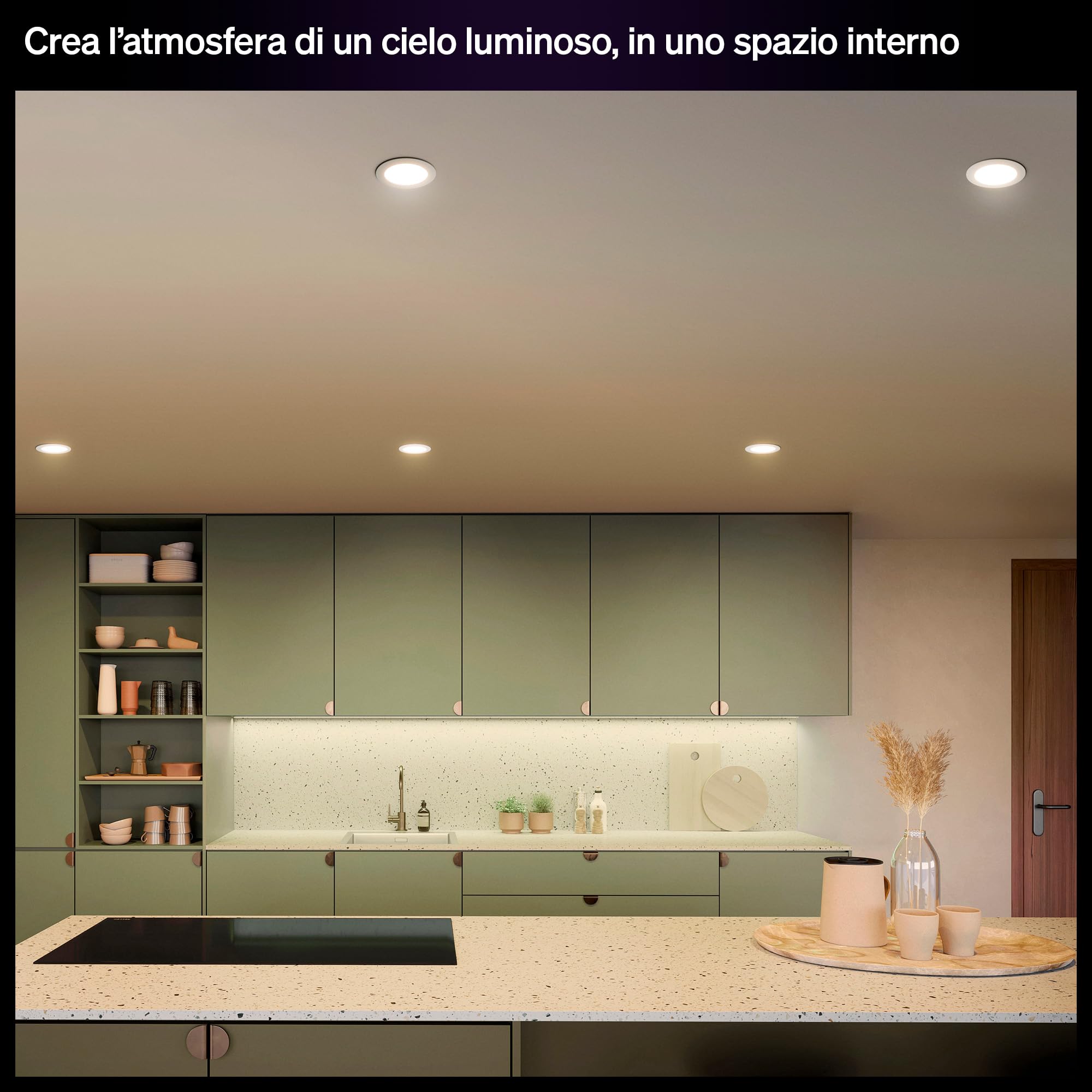 Philips Hue Slim Downlight, Plafoniera da incasso, 170 mm, Bianco | Smart LED, 1500 lm, Luce diurna 1000 K-20000 K, Regolazione ultrabassa, Colore preciso, Controllo via app e bluetooth