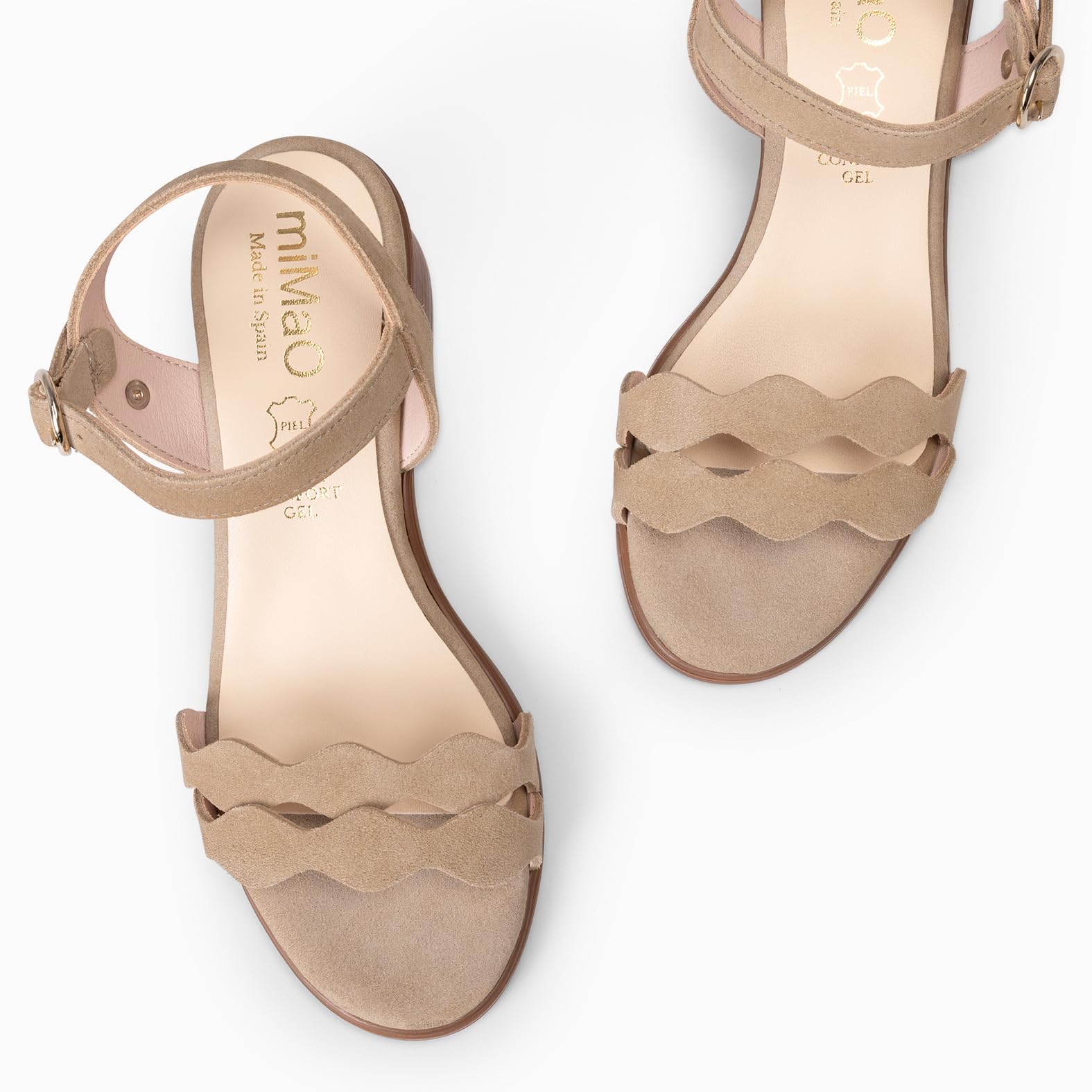 miMaO. Sandalias elegantes tacón bajo en piel. Diseñado y fabricado en España