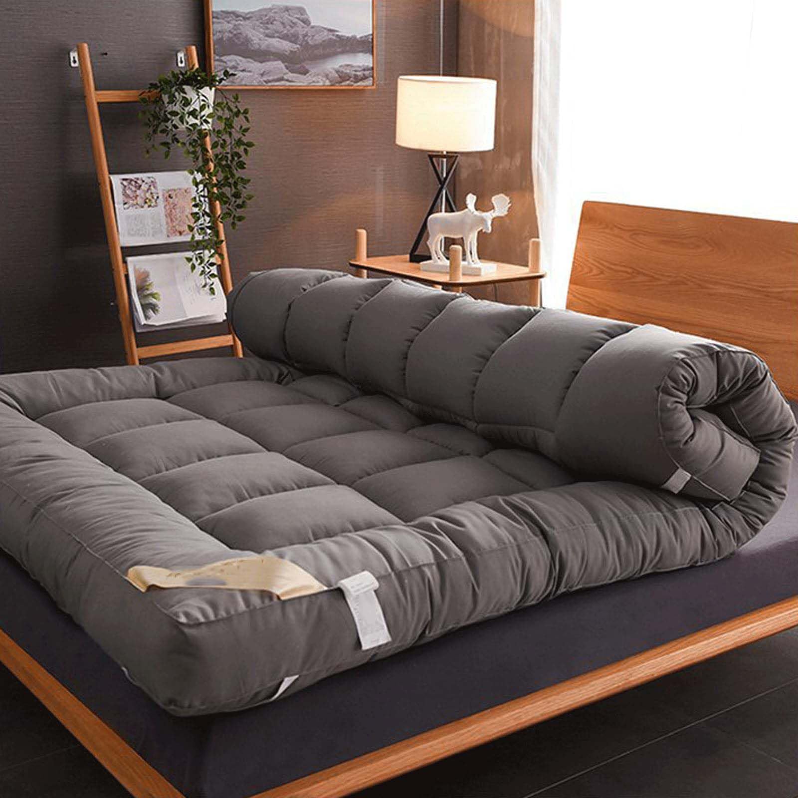 Futon Matratze - 10cm dick Japanische Klappmatratze, Aufrollen Tragbar, Comfortable and Breathable, für Tatami, Gästebett, Schlafsälebett, Camping, Wohnmobil,001,100 * 200cm