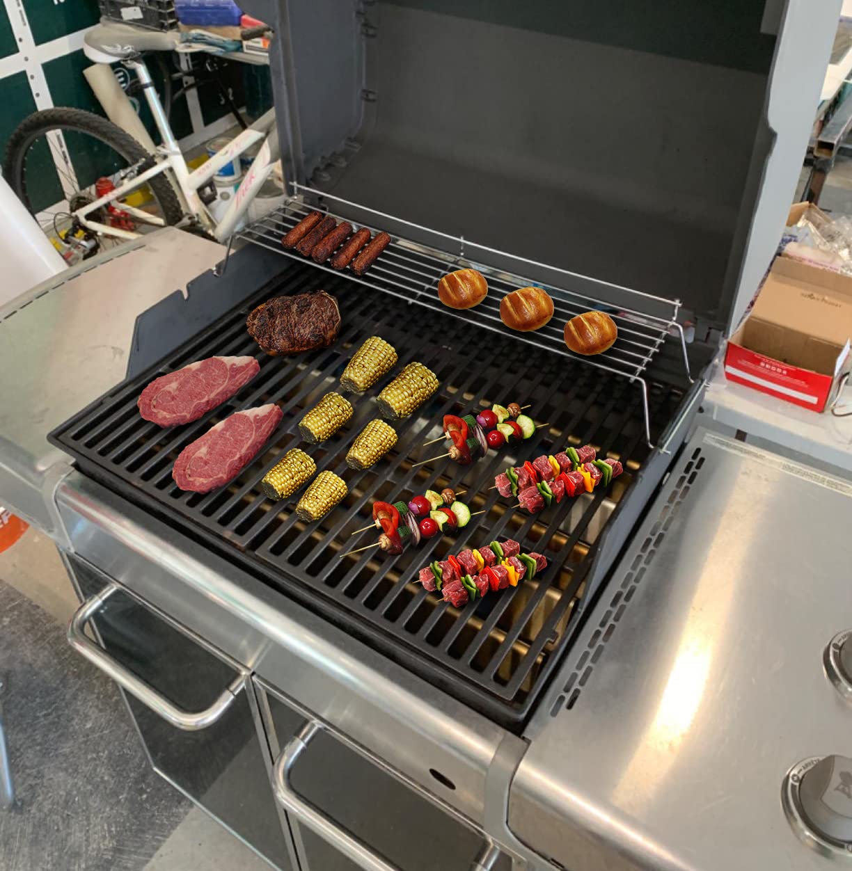 Grillplatte Für Weber Genesis 300 Serie – Vollgröße, Aus Karbonstahl, Inkl. Griffe