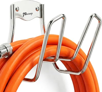 JBscoop Garden Hose Holder, Garden Hose Hanger Wall Mount for Water Hose, Extension Cords, Air Compressor Hose, Heavy Duty & Rust Proof 90 Feet